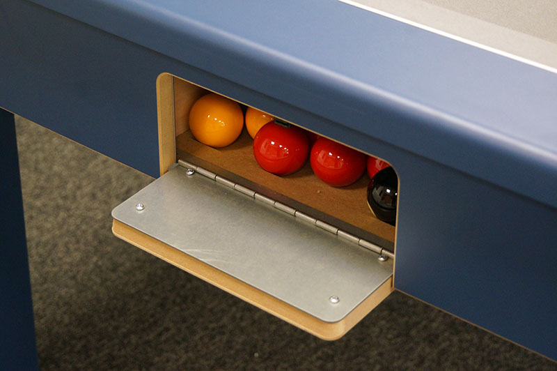 Signature Warwick Pool Dining Table in Midnight Blue - Ball Return Door (Open)